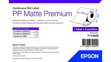 Consumables - Paper and Rolls 0000127057 PP MATTE LABEL PREM CONTINUOUS ROLL 102X55MM