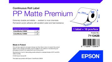 Consumables - Paper and Rolls 0000127058 PP MATTE LABEL PREM CONTINUOUS ROLL 102X29MM