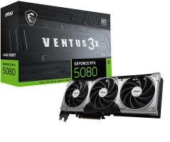 Components - Video Cards 0000149659 MSI VGA GEFORCE RTX 5080, RTX 5080 16G VENTUS 3X OC, 16GB GDDR7, HDMI/DP3, ATX, TRIPLE FAN, OC