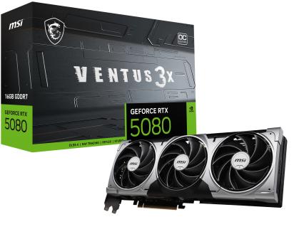 0000149659 MSI VGA GEFORCE RTX 5080, RTX 5080 16G VENTUS 3X OC, 16GB GDDR7, HDMI/DP3, ATX, TRIPLE FAN, OC